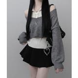 グレー | レイヤードニットアンサンブル ショートトップス＋カラーニット | VIVID LADY