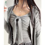 グレー | リボンカップキャミ×ショートカーデアンサンブル | VIVID LADY