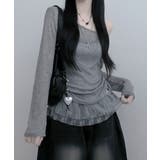 グレー | ワンショルダーニット＆レースフリルキャミソール アンサンブル | VIVID LADY