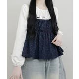 フラワー柄 キャミトップｘプルオーバーブラウス アンサンブル | VIVID LADY | 詳細画像1 