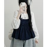 フラワー柄 キャミトップｘプルオーバーブラウス アンサンブル | VIVID LADY | 詳細画像4 