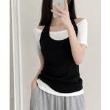 ボタンホルターネックトップxオフショルダートップ 半袖アンサンブル | VIVID LADY | 詳細画像10