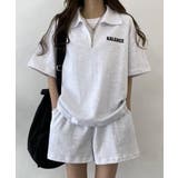 ハーフジップ半袖プルオーバー×ショートパンツ スウェットセットアップ | VIVID LADY | 詳細画像1