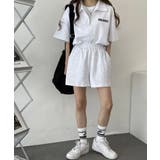 ハーフジップ半袖プルオーバー×ショートパンツ スウェットセットアップ | VIVID LADY | 詳細画像4