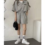 ハーフジップ半袖プルオーバー×ショートパンツ スウェットセットアップ | VIVID LADY | 詳細画像11