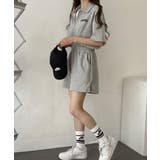 ハーフジップ半袖プルオーバー×ショートパンツ スウェットセットアップ | VIVID LADY | 詳細画像12