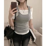 リブタンクトップ×ボートネック半袖Tシャツ アンサンブル トップス | VIVID LADY | 詳細画像8