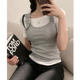 リブタンクトップ×ボートネック半袖Tシャツ アンサンブル トップス | VIVID LADY | 詳細画像11