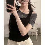 リブタンクトップ×ボートネック半袖Tシャツ アンサンブル トップス | VIVID LADY | 詳細画像13