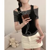 チャコールグレー | リブタンクトップ×ボートネック半袖Tシャツ アンサンブル トップス | VIVID LADY
