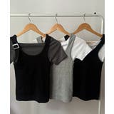 リブタンクトップ×ボートネック半袖Tシャツ アンサンブル トップス | VIVID LADY | 詳細画像16