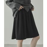 ブラック | 細コーデュロイ Aライン ギャザーフレアスカート | VIVID LADY