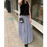 チェック柄 レースヘム ティアードロングスカート | VIVID LADY | 詳細画像12 