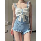 スカイブルー | フリルリブリボン水着 モノキニ 夏 | VIVID LADY