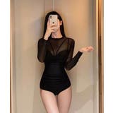 メッシュトップスxシャーリングワンピース水着 2点セット | VIVID LADY | 詳細画像6