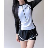 バイカラーハーフジップラッシュガード＆ショーツセットアップ | VIVID LADY | 詳細画像3 