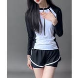 バイカラーハーフジップラッシュガード＆ショーツセットアップ | VIVID LADY | 詳細画像4 