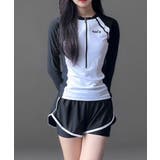 バイカラーハーフジップラッシュガード＆ショーツセットアップ | VIVID LADY | 詳細画像5 