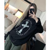 ブラック | プリント 長袖 Tシャツ | VIVID LADY