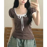 水玉柄パフスリーブ半袖Tシャツ | VIVID LADY | 詳細画像11