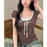 水玉柄パフスリーブ半袖Tシャツ | VIVID LADY | 詳細画像14
