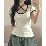 水玉柄パフスリーブ半袖Tシャツ | VIVID LADY | 詳細画像3