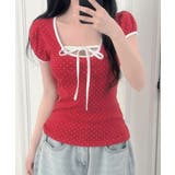 水玉柄パフスリーブ半袖Tシャツ | VIVID LADY | 詳細画像5
