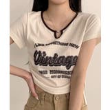 クリーム | ヴィンテージライク サイドシャーリング リブTシャツ | VIVID LADY