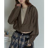 ブラウン | フェイクレイヤード クロップドトップス | VIVID LADY