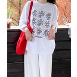 ホワイト | フラワープリント オーバーサイズロンT | VIVID LADY