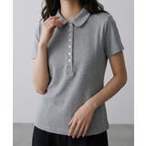 グレー | スカラップヘンリーネック カラーTシャツ 半袖トップス | VIVID LADY