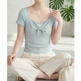 ドット柄 リボン スクエアネック 半袖Tシャツ トップス | VIVID LADY | 詳細画像9 