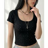 ラインストーン カップイン クロップド丈 半袖Tシャツ | VIVID LADY | 詳細画像10 