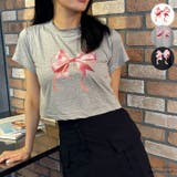リボンプリント半袖Tシャツ レディース 夏 | VIVID LADY | 詳細画像1