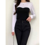 配色クルーネックtシャツ レディース 秋冬 | VIVID LADY | 詳細画像2