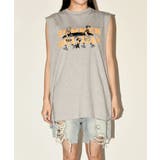 ロゴ入りノースリブTシャツレディース 大きいサイズ 切りっぱなし仕上げ | VIVID LADY | 詳細画像2