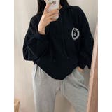 ブラック | ロゴ入りパーカーオーバーサイズ レディース 長袖 | VIVID LADY