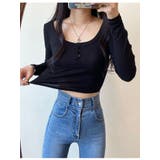 春クロップドリブtシャツ 長袖 Uネック | VIVID LADY | 詳細画像17 