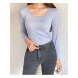春 ネックライン入りスリムリブtシャツ 長袖トップス | VIVID LADY | 詳細画像8