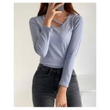 春 ネックライン入りスリムリブtシャツ 長袖トップス | VIVID LADY | 詳細画像2