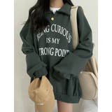 オーバーフィットバルーン袖襟トレーナー カジュアル ロゴ入りトレーナー | VIVID LADY | 詳細画像12 