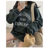 オーバーフィットバルーン袖襟トレーナー カジュアル ロゴ入りトレーナー | VIVID LADY | 詳細画像13 