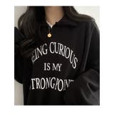 オーバーフィットバルーン袖襟トレーナー カジュアル ロゴ入りトレーナー | VIVID LADY | 詳細画像16 