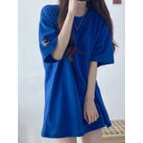 ブルー | Tシャツ半袖 オーバーサイズ Tシャツ半袖レディース | VIVID LADY