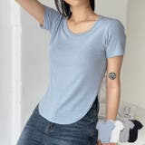 Uネックショート丈tシャツ レディース 半袖 | VIVID LADY | 詳細画像1