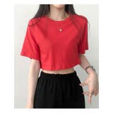 レッド | 13カラークロップド半袖tシャツ レディース 半袖 | VIVID LADY
