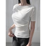 アイボリー | ドレープボートネック半袖Tシャツ 全3色 レディース | VIVID LADY