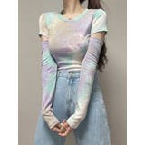 パープル | タイダイ柄肩出しTシャツ 全4色 レディース | VIVID LADY