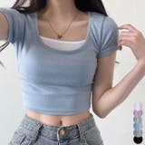 女性らしいユニークなUネッククロップド丈Tシャツ 全5色 y2k | VIVID LADY | 詳細画像1