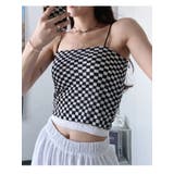 ブラック | チェスチェック柄ショート丈Tシャツ y2k クロップド丈 | VIVID LADY